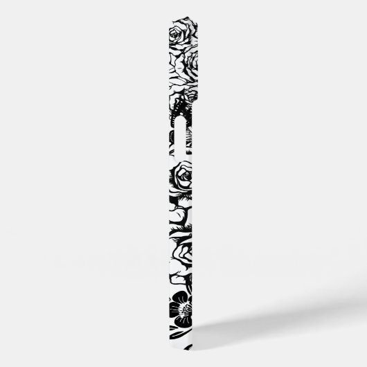 Zwart-wit bloemmotief iPhone case (Achterkant / Rechts)