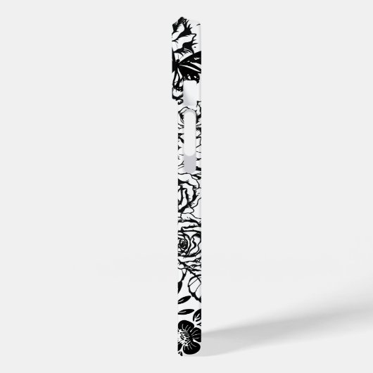 Zwart-wit bloemmotief iPhone case (Achterkant / Links)