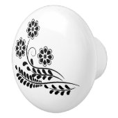 Zwart-wit bloemmotief keramische knop (Rechts)