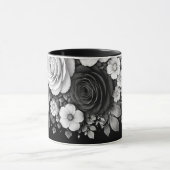 Zwart-wit bloemmotief koffiemok mok (Midden)