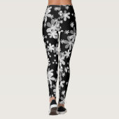 zwart wit bloemmotief leggings (Achterkant)