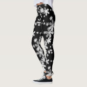 zwart wit bloemmotief leggings (Links)