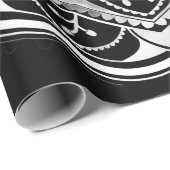 Zwart-wit bloemmotief mandala cadeaupapier (Rol Hoek)