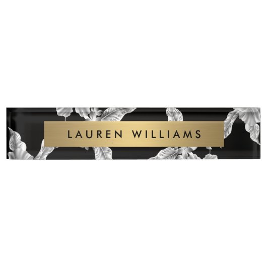  zwart-wit bloemmotief naambordje (Voorkant)