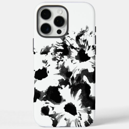 Zwart & wit bloemmotief originele kunst Case-Mate iPhone case (Achterkant)