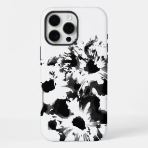 Zwart & wit bloemmotief originele kunst iPhone 16 pro max hoesje