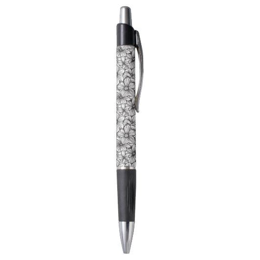 Zwart Wit Bloemmotief Pen (Achterkant (Verticaal))