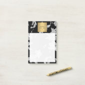  zwart-wit bloemmotief post-it® notes (Op bureau)