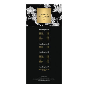 zwart-wit bloemmotief reclamekaart