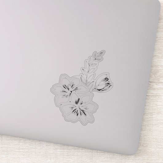 Zwart-wit bloemmotief sticker (Detail)