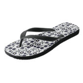 Zwart-Wit Bloemmotief Teenslippers (Schuin)