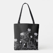 Zwart-wit bloemmotief tote bag (Achterkant)