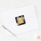 zwart-wit bloemmotief vierkante sticker (Envelop)