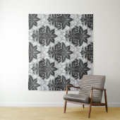 Zwart-Wit Bloemmotief Wandkleed (In situ)