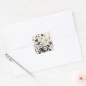zwart-wit bloemmotieven, vierkante sticker (Envelop)