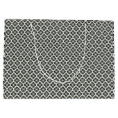 Zwart-wit bloemnaadloos patroon groot cadeauzakje (Achterkant)