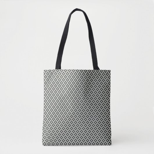 Zwart-wit bloemnaadloos patroon tote bag (Voorkant)