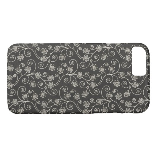 zwart-wit bloemontwerp Case-Mate iPhone case (Achterkant (Horizontaal))
