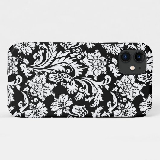 Zwart-wit  bloemontwerp Case-Mate iPhone case (Achterkant (horizontaal))
