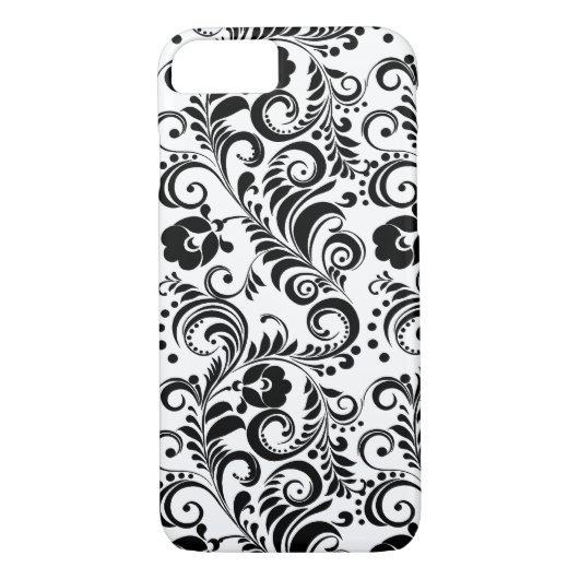 Zwart wit bloemontwerp Case-Mate iPhone case (Achterkant)