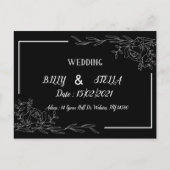 Zwart-wit bloemontwerp voor bruiloft aankondigingskaart (Voorkant)