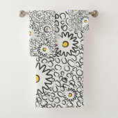 zwart-wit bloempatroon bad handdoek (Insitu)