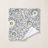 zwart-wit bloempatroon bad handdoek (Wasdoekje)