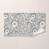 zwart-wit bloempatroon bad handdoek (Handdoek)