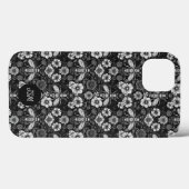 Zwart Wit Bloempatroon Bijen Initialen Case-Mate iPhone Case (Achterkant (horizontaal))