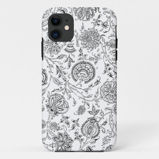 Zwart-wit bloempatroon Case-Mate iPhone case (Achterkant)
