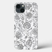 Zwart-wit bloempatroon Case-Mate iPhone case (Achterkant)