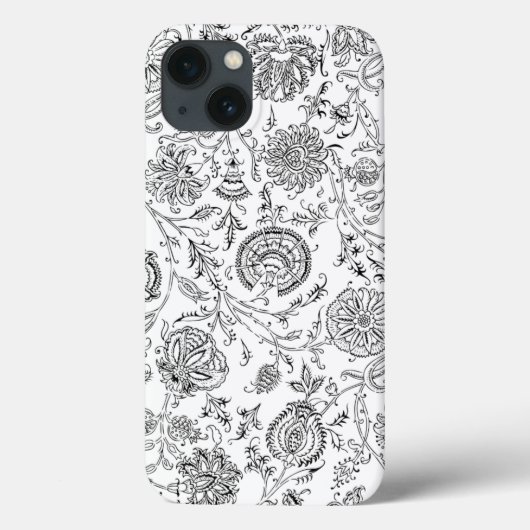 Zwart-wit bloempatroon Case-Mate iPhone case (Achterkant)