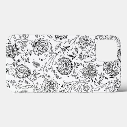 Zwart-wit bloempatroon Case-Mate iPhone case (Achterkant (horizontaal))