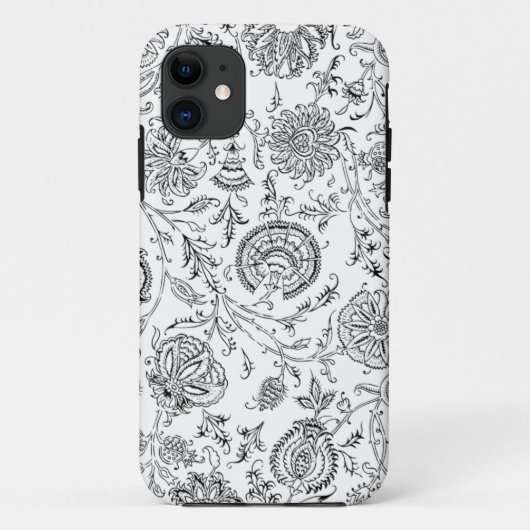 Zwart-wit bloempatroon Case-Mate iPhone case (Achterkant)