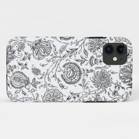 Zwart-wit bloempatroon Case-Mate iPhone case (Achterkant (horizontaal))