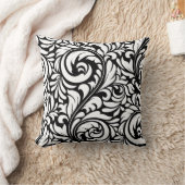 Zwart-wit bloempatroon kussen (Deken)
