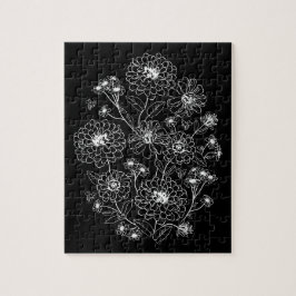 Zwart-wit bloempatroon legpuzzel