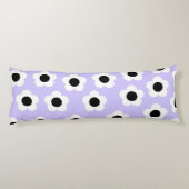 Zwart wit bloempatroon met blauwe achtergrond lichaamskussen (Achterkant)