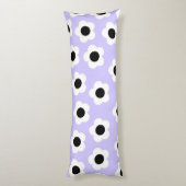 Zwart wit bloempatroon met blauwe achtergrond lichaamskussen (Achterkant (Verticaal))