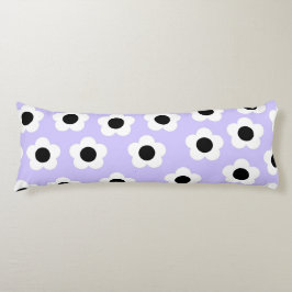 Zwart wit bloempatroon met blauwe achtergrond lichaamskussen