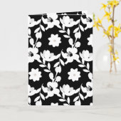 Zwart-wit bloempatroon met parels kaart (Gele Bloem)