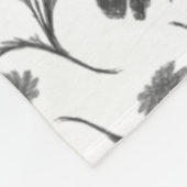 Zwart-wit bloempatroon - naam en monogram fleece deken (Hoek)
