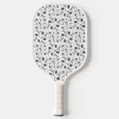 Zwart-wit bloempatroon - Naam en monogram Pickleball Paddle (Achterkant)
