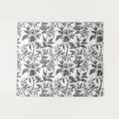  zwart-wit bloempatroon varens wandkleed (Voorkant (horizontaal))