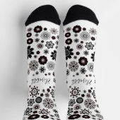 Zwart-wit bloemrijke mandala hippie boho bloemen sokken (Top)