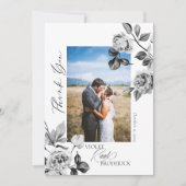 Zwart-wit bloemstuk aanpasbare bedankkaart (Voorkant)