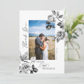 Zwart-wit bloemstuk aanpasbare bedankkaart (Staand voorkant)