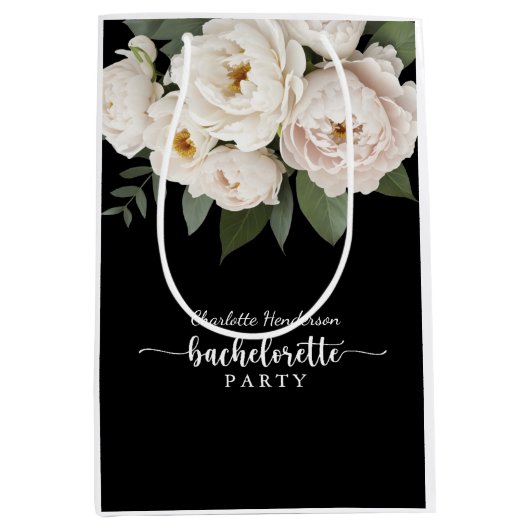 Zwart-Wit Bloemstuk Bruidsfeest Medium Cadeauzakje (Voorkant)