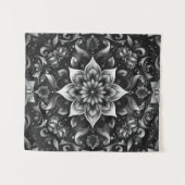  zwart-wit bloemtapijt wandkleed (Voorkant (horizontaal))