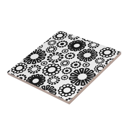 Zwart-wit bloemtegel tegeltje (Zijkant)